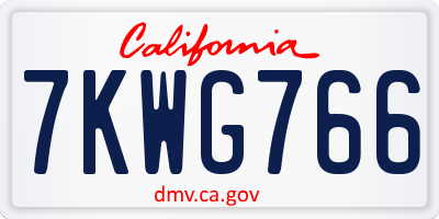 CA license plate 7KWG766