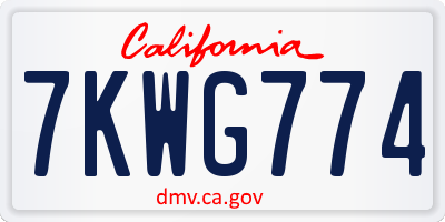 CA license plate 7KWG774