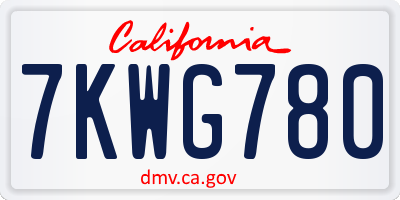 CA license plate 7KWG780
