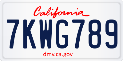 CA license plate 7KWG789