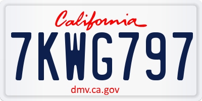 CA license plate 7KWG797