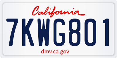 CA license plate 7KWG801