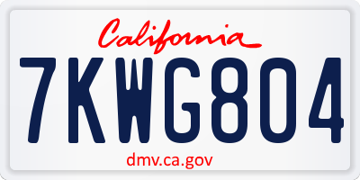 CA license plate 7KWG804