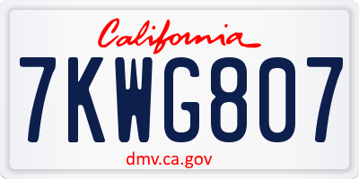 CA license plate 7KWG807