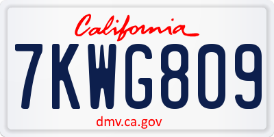 CA license plate 7KWG809