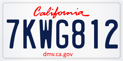 CA license plate 7KWG812