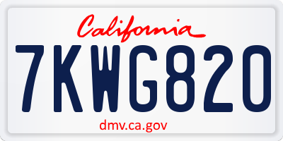 CA license plate 7KWG820
