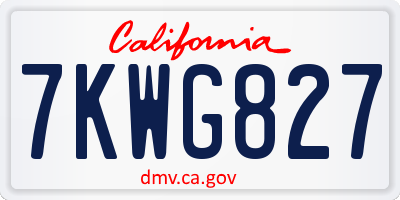 CA license plate 7KWG827