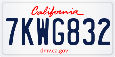 CA license plate 7KWG832