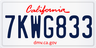 CA license plate 7KWG833