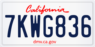 CA license plate 7KWG836