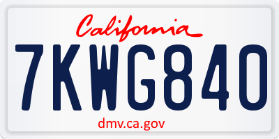 CA license plate 7KWG840