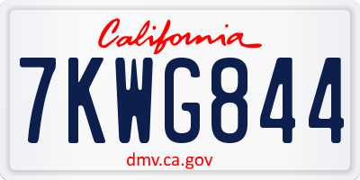 CA license plate 7KWG844