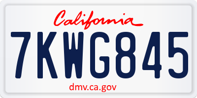 CA license plate 7KWG845