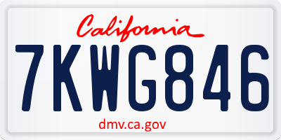 CA license plate 7KWG846