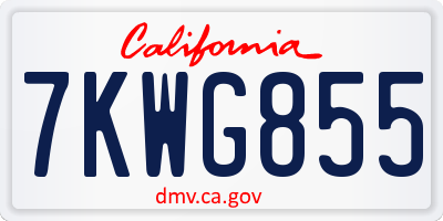 CA license plate 7KWG855