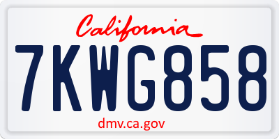 CA license plate 7KWG858
