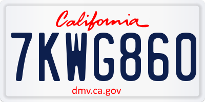 CA license plate 7KWG860