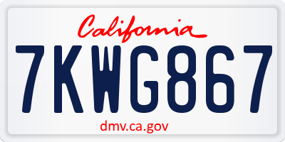 CA license plate 7KWG867