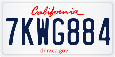 CA license plate 7KWG884