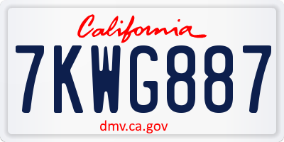 CA license plate 7KWG887