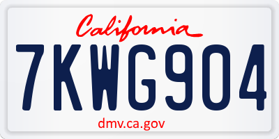 CA license plate 7KWG904