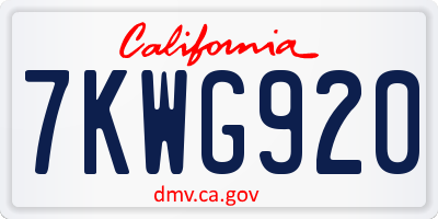 CA license plate 7KWG920