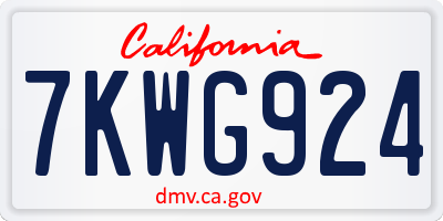 CA license plate 7KWG924