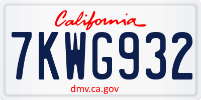 CA license plate 7KWG932
