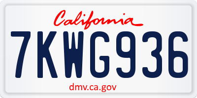 CA license plate 7KWG936