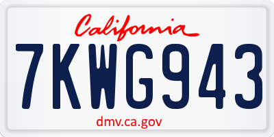 CA license plate 7KWG943