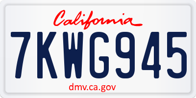 CA license plate 7KWG945