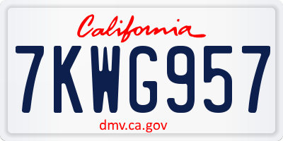 CA license plate 7KWG957