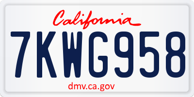 CA license plate 7KWG958