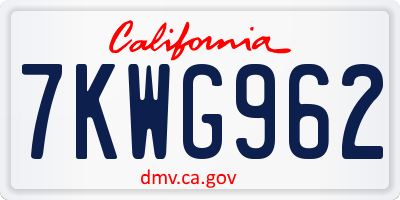 CA license plate 7KWG962