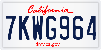 CA license plate 7KWG964