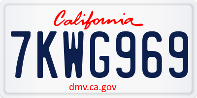 CA license plate 7KWG969