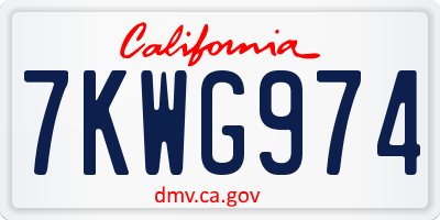 CA license plate 7KWG974