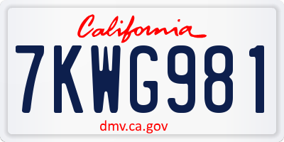 CA license plate 7KWG981
