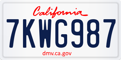 CA license plate 7KWG987