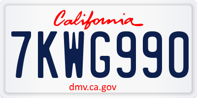 CA license plate 7KWG990