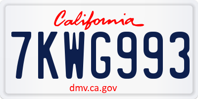 CA license plate 7KWG993