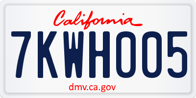 CA license plate 7KWH005