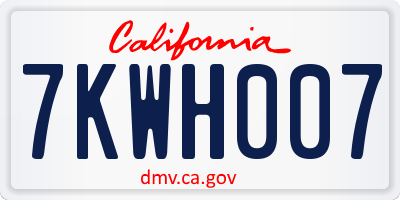 CA license plate 7KWH007