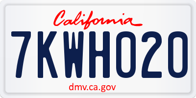 CA license plate 7KWH020