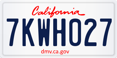 CA license plate 7KWH027
