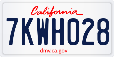 CA license plate 7KWH028