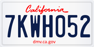 CA license plate 7KWH052