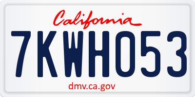 CA license plate 7KWH053