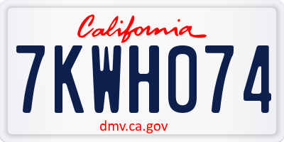 CA license plate 7KWH074